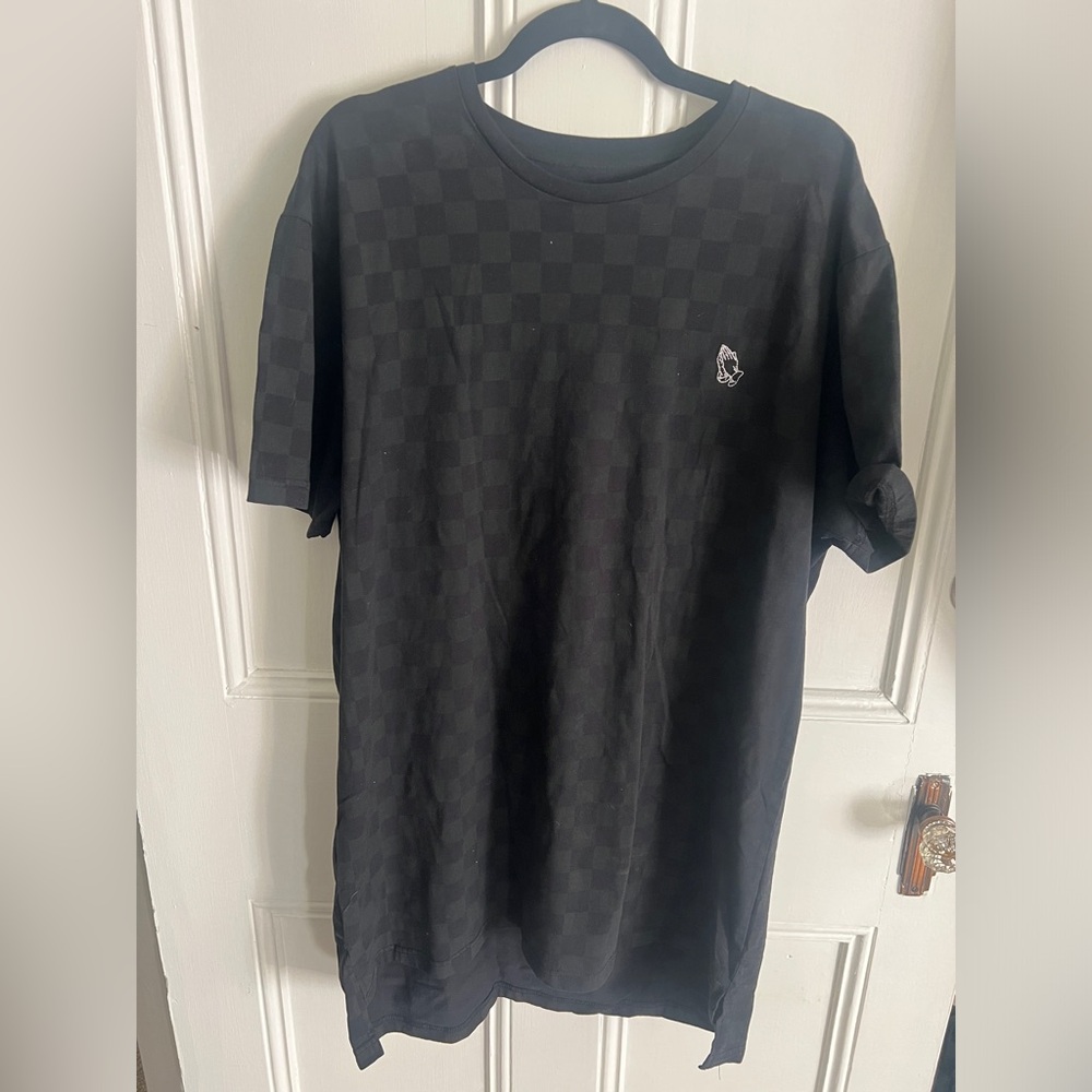 Men's Black Checkered Short Sleeve Tee